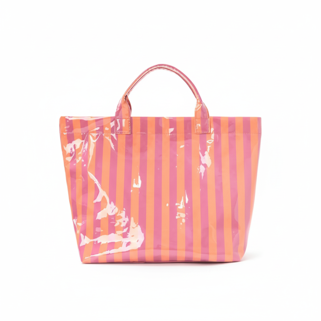 Orange and pink striped tote bag - clean version