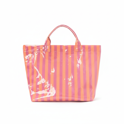 Orange and pink striped tote bag - clean version